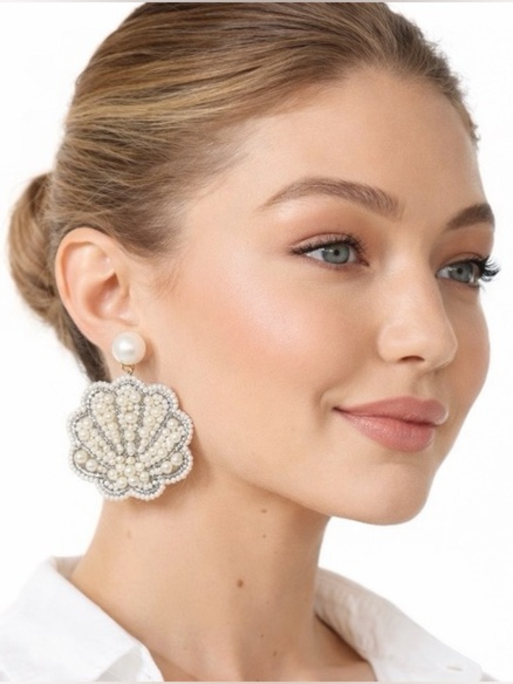 NWOT J. Crew Pearl Shell Drop Earrings - Statement Earrings